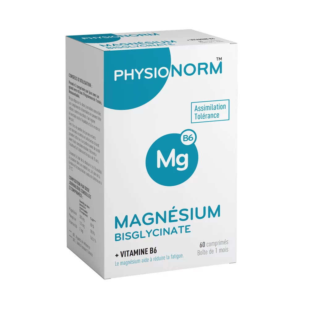 Physionorm Magnésium – Bisglycinate + Vitamine B6 pour réduire la fatigue